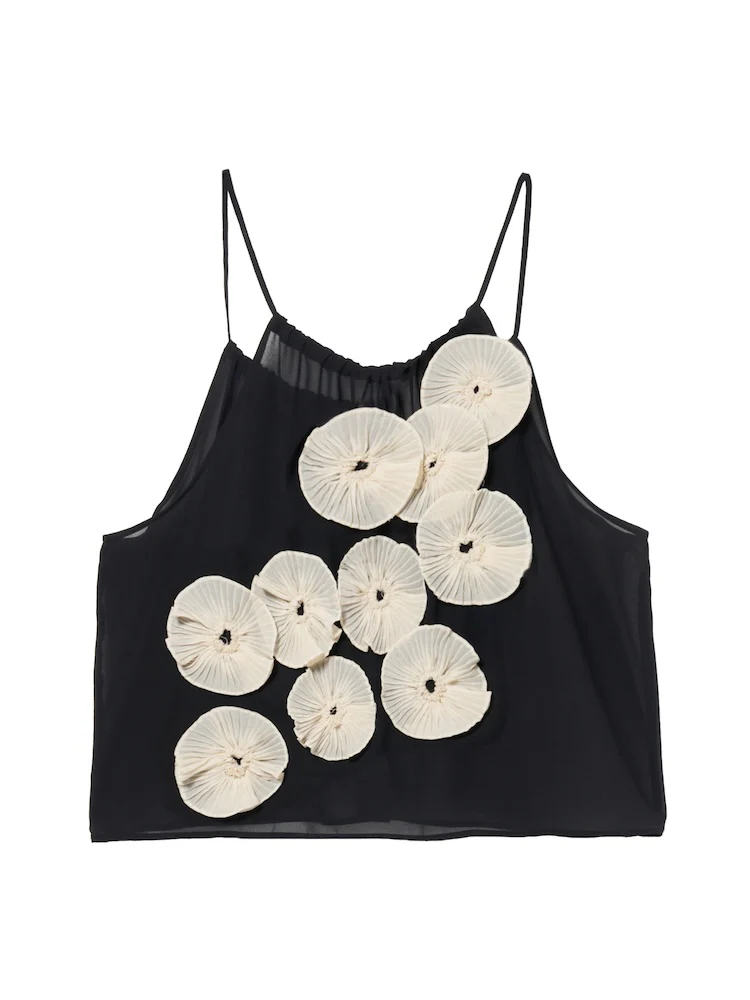 トップス sahara Drawstring Flower Motif Camisole sahara Drawstring Flower Motif Camisole
