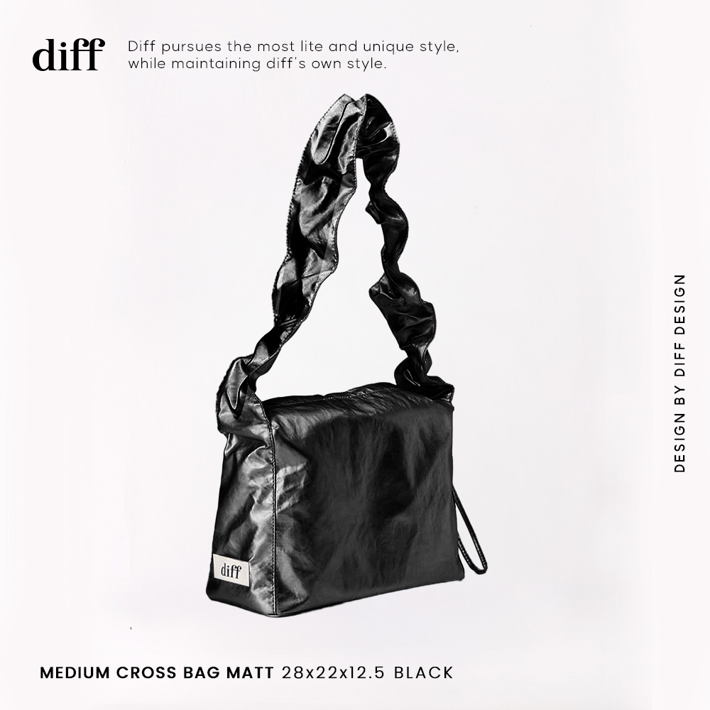 韓國 diff Medium Cross Bag Matt 輕旅行包．啞光霧感斜背包 肩背包 托特包 black黑色