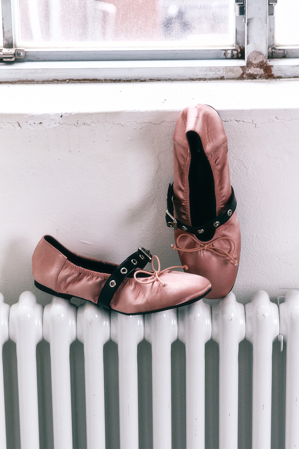 Sale 至5/11 22:00)KHIHO SATIN SHIRRING BALLERINA FLATS