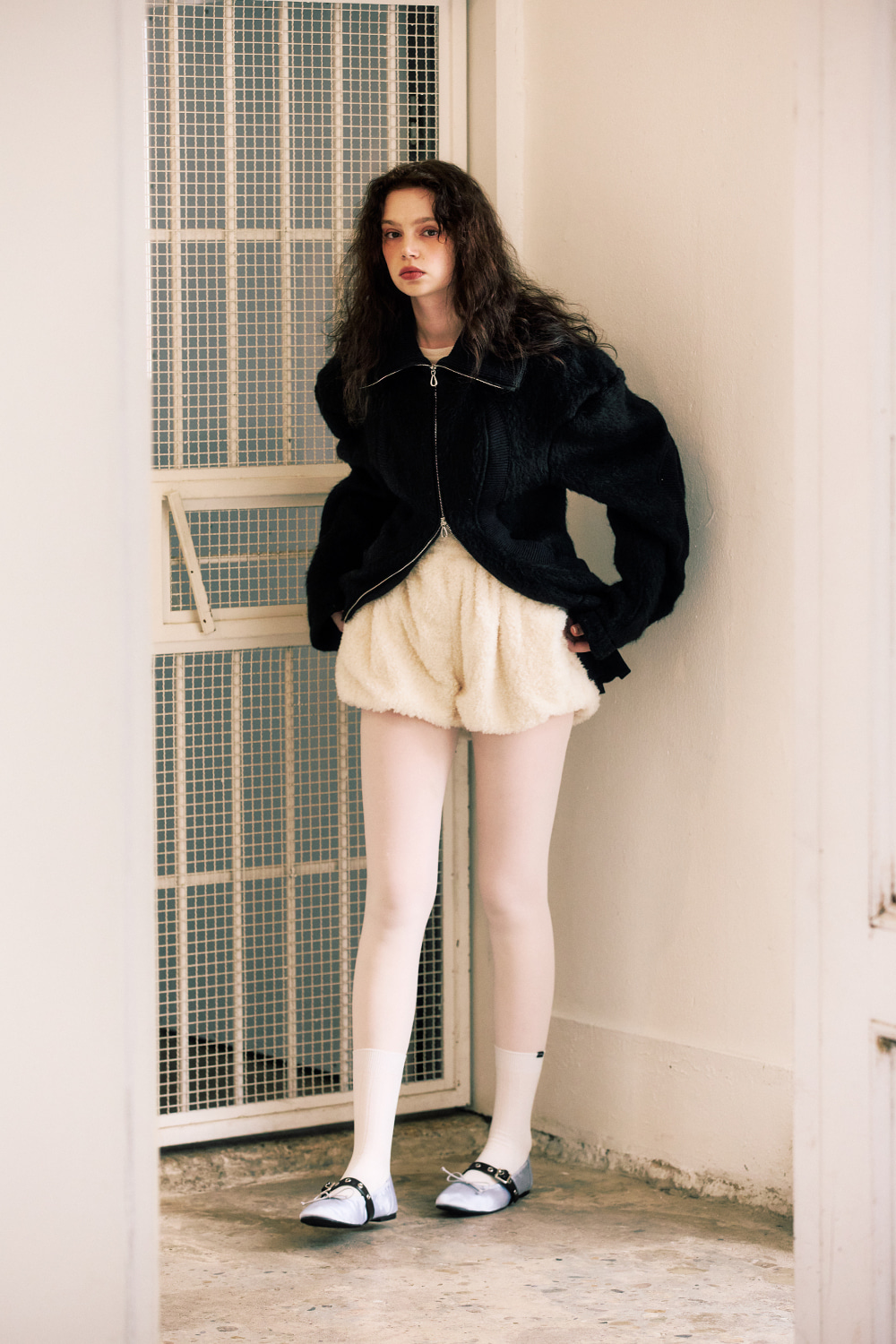 Sale 至5/11 22:00)KHIHO SATIN SHIRRING BALLERINA FLATS