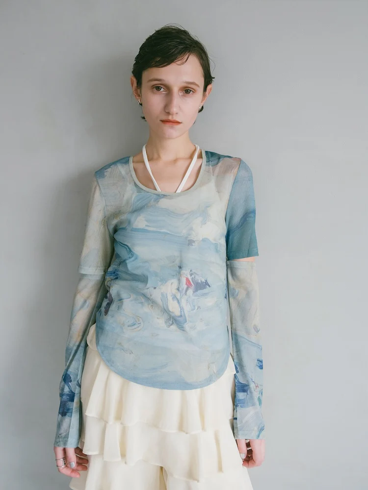 トップス Art Print 2way Sleeve Top sahara sahara Art Print 2way Sleeve Top